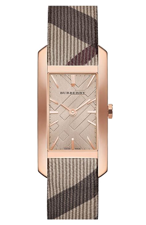 burberry rectangular check strap watch